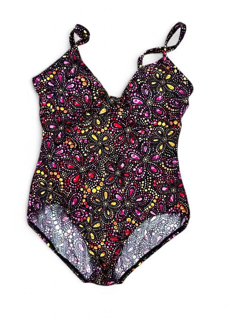 Jantzen multicoloured geometric mosaic one piece swimsuit Sz XL